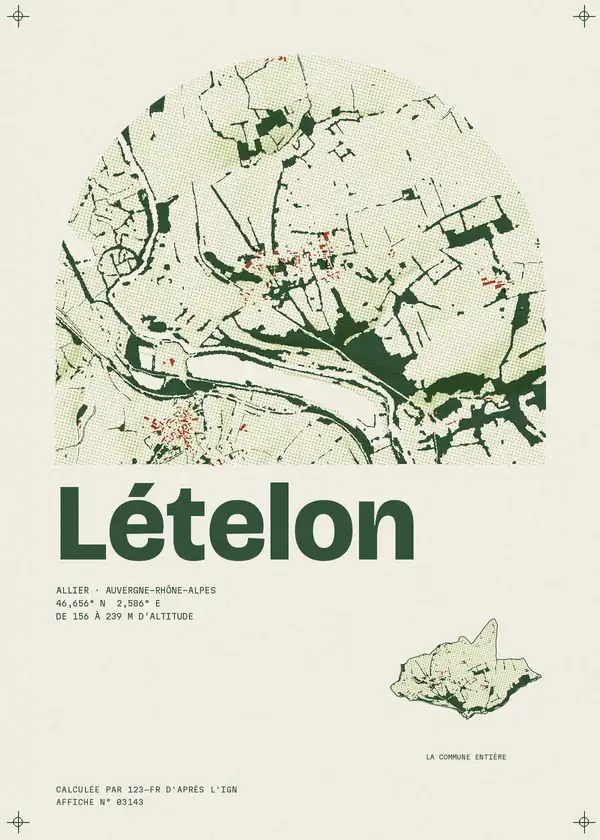 Affiche de Lételon, calculée par 123-fr d'après l'IGN