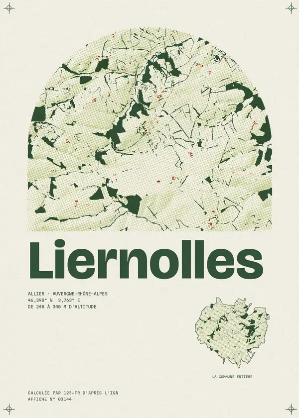 Affiche de Liernolles, calculée par 123-fr d'après l'IGN