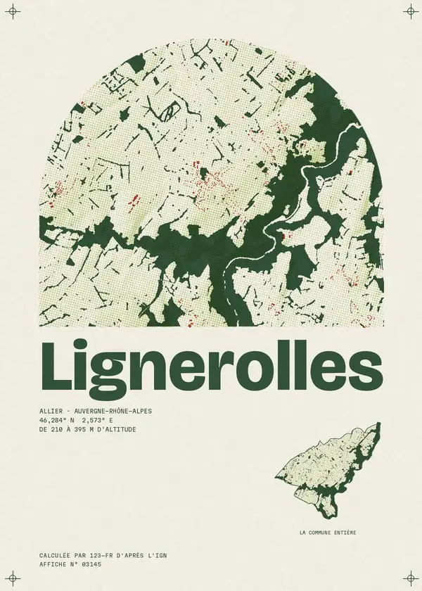 Affiche de Lignerolles, calculée par 123-fr d'après l'IGN