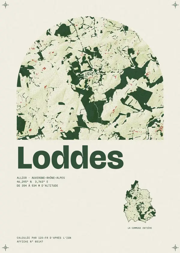 Affiche de Loddes, calculée par 123-fr d'après l'IGN