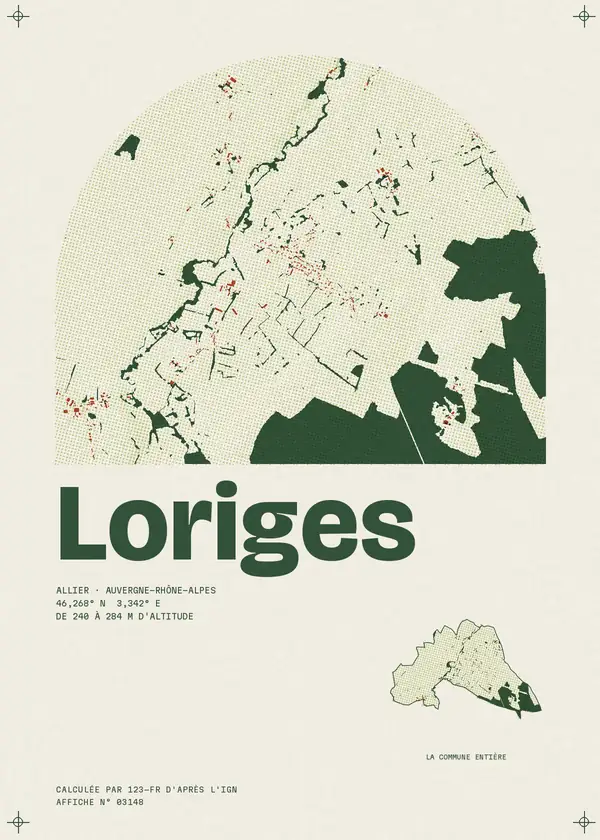 Affiche de Loriges, calculée par 123-fr d'après l'IGN