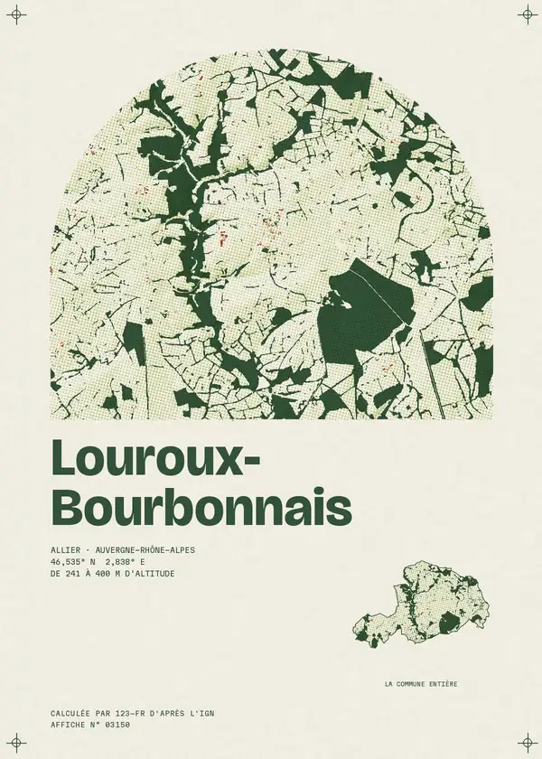 Affiche de Louroux-Bourbonnais, calculée par 123-fr d'après l'IGN