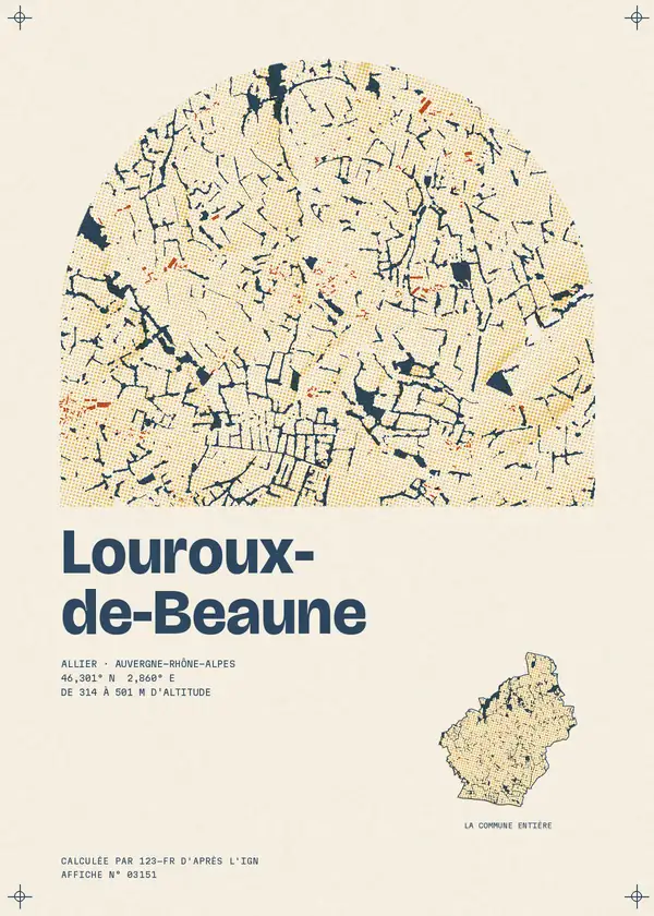 Affiche de Louroux-de-Beaune, calculée par 123-fr d'après l'IGN