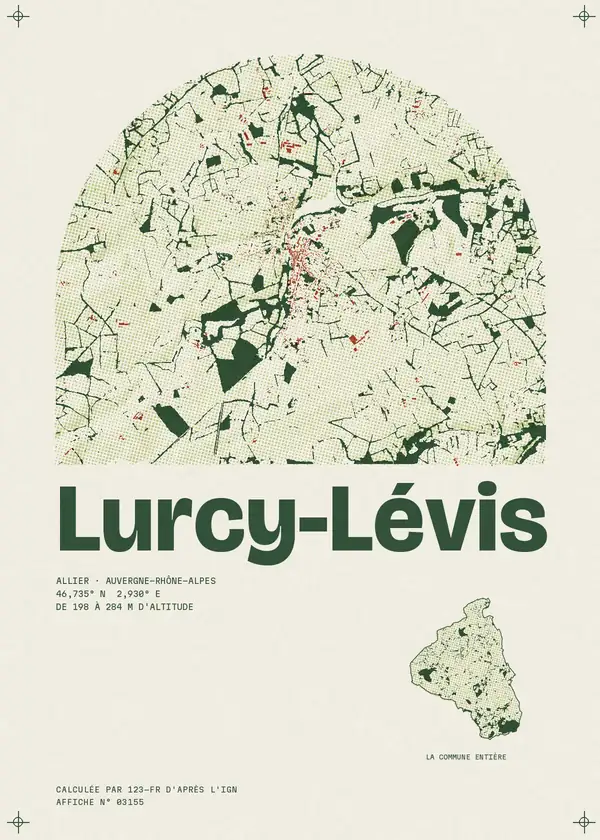 Affiche de Lurcy-Lévis, calculée par 123-fr d'après l'IGN