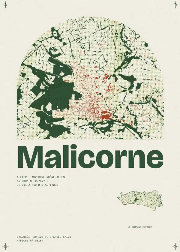Affiche de Malicorne, calculée par 123-fr d'après l'IGN