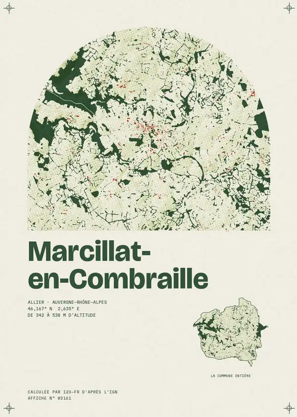 Affiche de Marcillat-en-Combraille, calculée par 123-fr d'après l'IGN