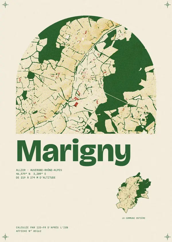 Affiche de Marigny, calculée par 123-fr d'après l'IGN
