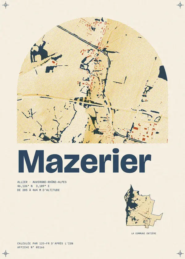 Affiche de Mazerier, calculée par 123-fr d'après l'IGN