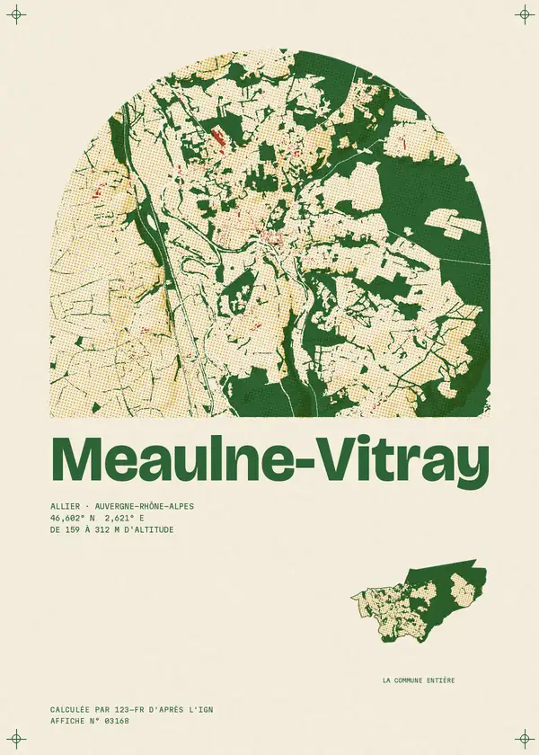 Affiche de Meaulne-Vitray, calculée par 123-fr d'après l'IGN