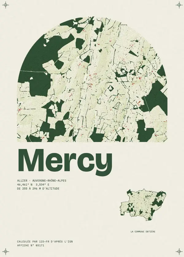 Affiche de Mercy, calculée par 123-fr d'après l'IGN
