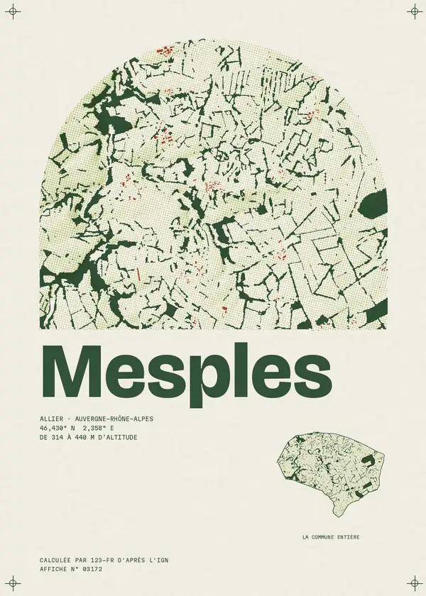 Affiche de Mesples, calculée par 123-fr d'après l'IGN