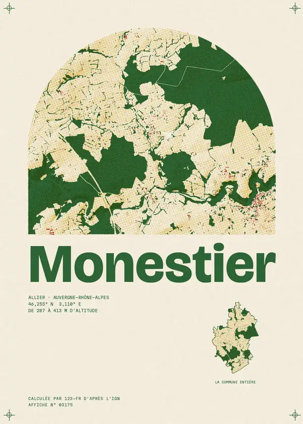 Affiche de Monestier, calculée par 123-fr d'après l'IGN
