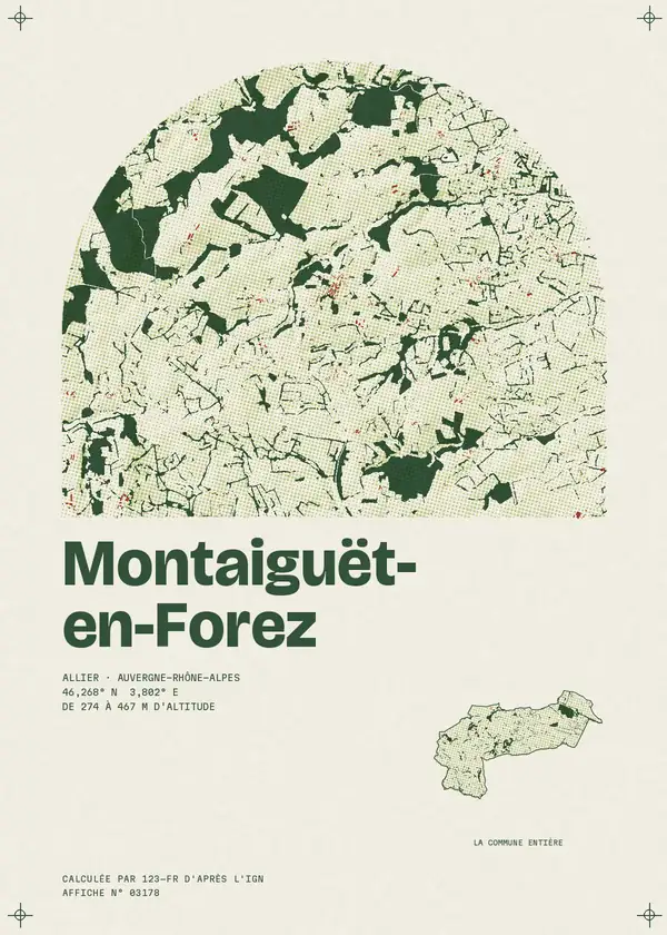 Affiche de Montaiguët-en-Forez, calculée par 123-fr d'après l'IGN