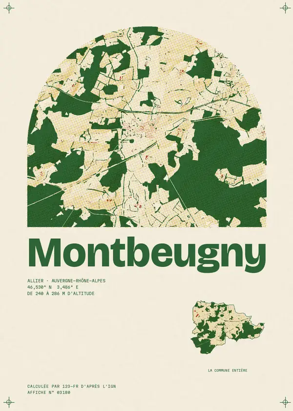Affiche de Montbeugny, calculée par 123-fr d'après l'IGN
