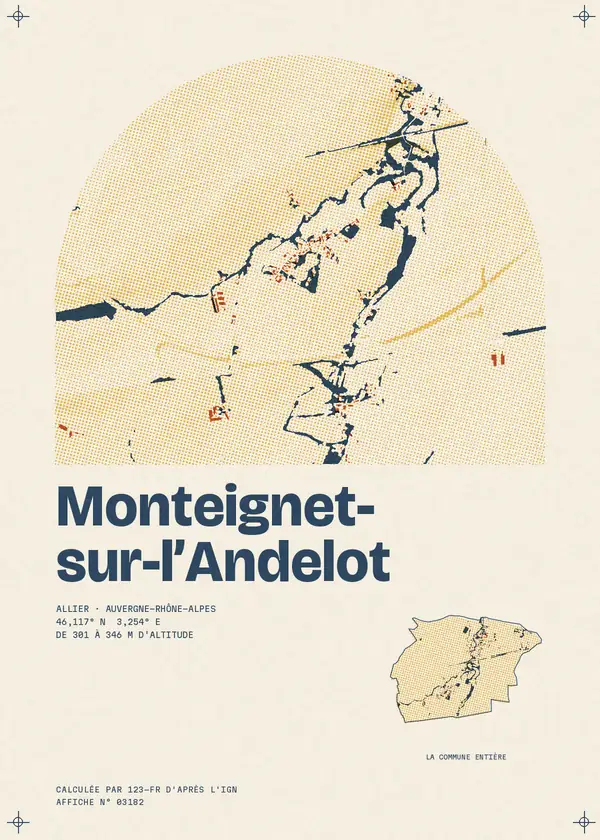 Affiche de Monteignet-sur-l'Andelot, calculée par 123-fr d'après l'IGN