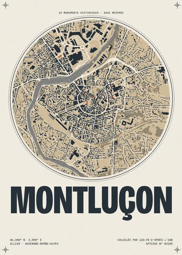 Affiche de Montluçon, calculée par 123-fr d'après l'IGN