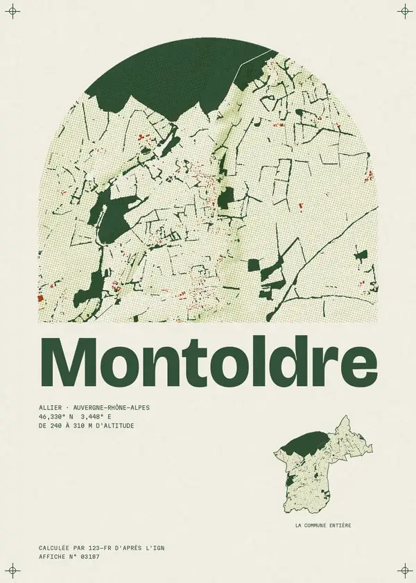 Affiche de Montoldre, calculée par 123-fr d'après l'IGN