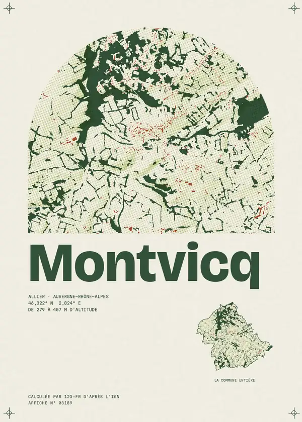Affiche de Montvicq, calculée par 123-fr d'après l'IGN