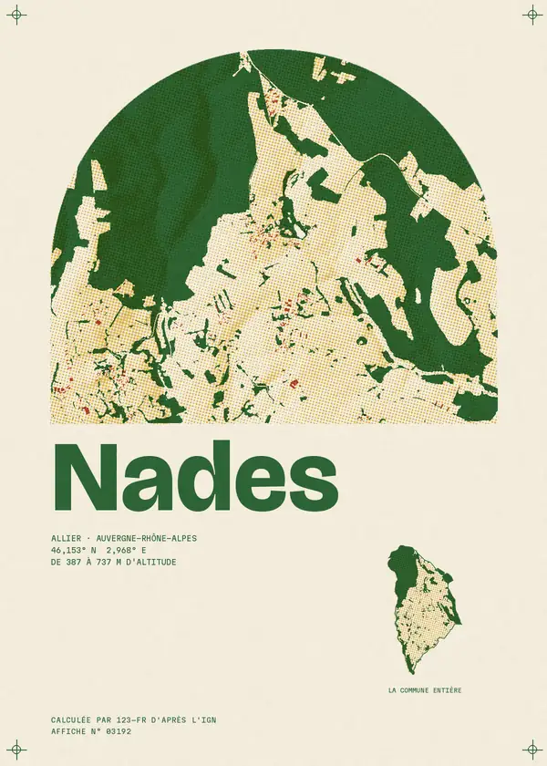 Affiche de Nades, calculée par 123-fr d'après l'IGN