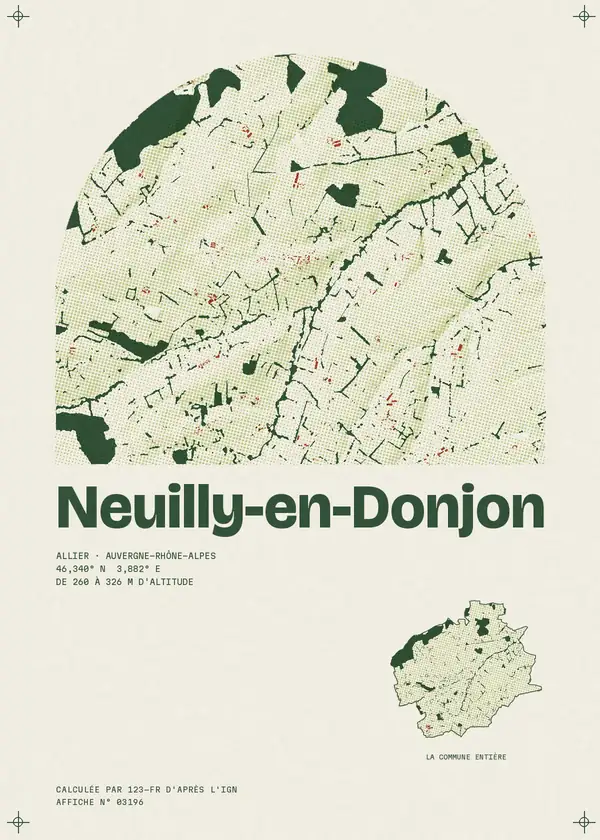 Affiche de Neuilly-en-Donjon, calculée par 123-fr d'après l'IGN