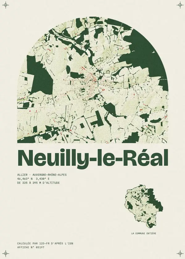 Affiche de Neuilly-le-Réal, calculée par 123-fr d'après l'IGN