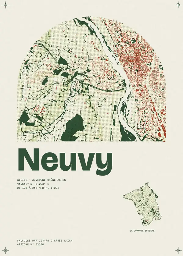 Affiche de Neuvy, calculée par 123-fr d'après l'IGN