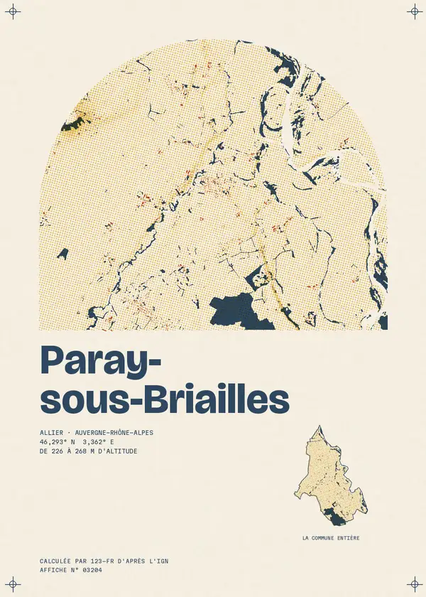 Affiche de Paray-sous-Briailles, calculée par 123-fr d'après l'IGN
