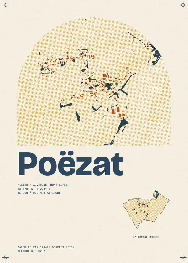 Affiche de Poëzat, calculée par 123-fr d'après l'IGN