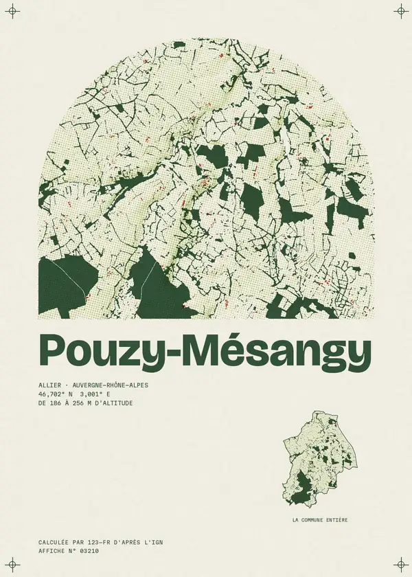 Affiche de Pouzy-Mésangy, calculée par 123-fr d'après l'IGN