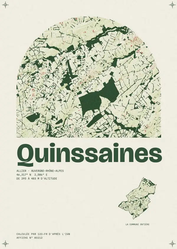 Affiche de Quinssaines, calculée par 123-fr d'après l'IGN