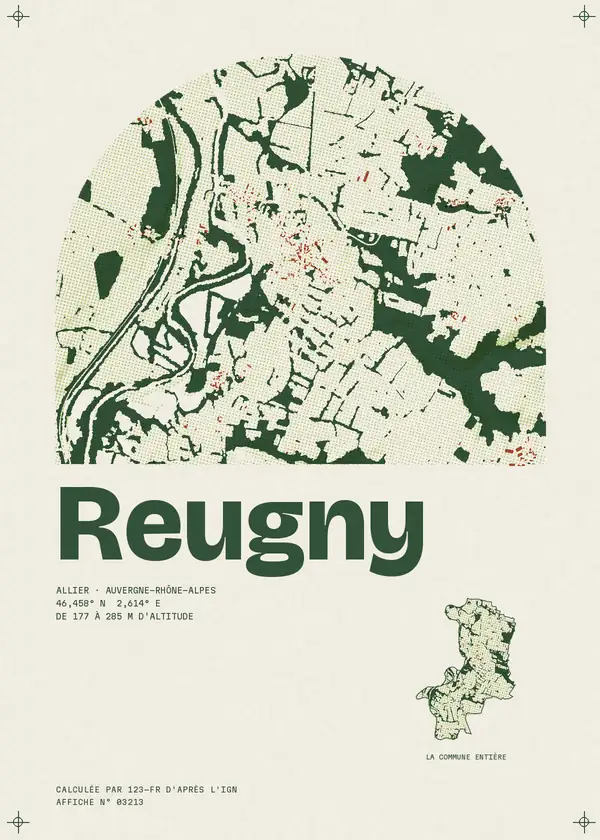 Affiche de Reugny, calculée par 123-fr d'après l'IGN