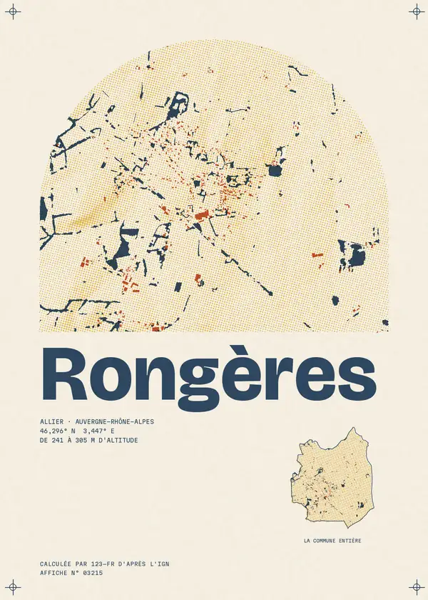 Affiche de Rongères, calculée par 123-fr d'après l'IGN