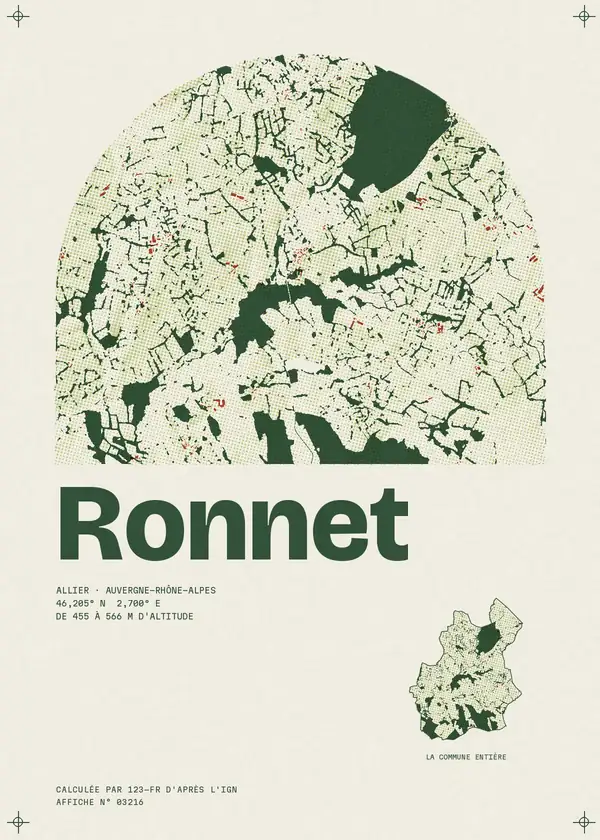 Affiche de Ronnet, calculée par 123-fr d'après l'IGN