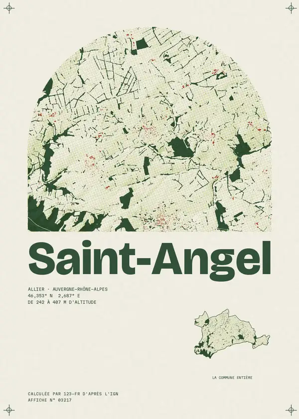 Affiche de Saint-Angel, calculée par 123-fr d'après l'IGN