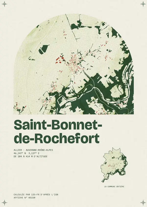 Affiche de Saint-Bonnet-de-Rochefort, calculée par 123-fr d'après l'IGN