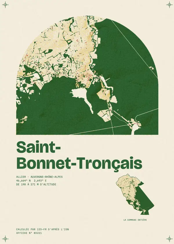 Affiche de Saint-Bonnet-Tronçais, calculée par 123-fr d'après l'IGN