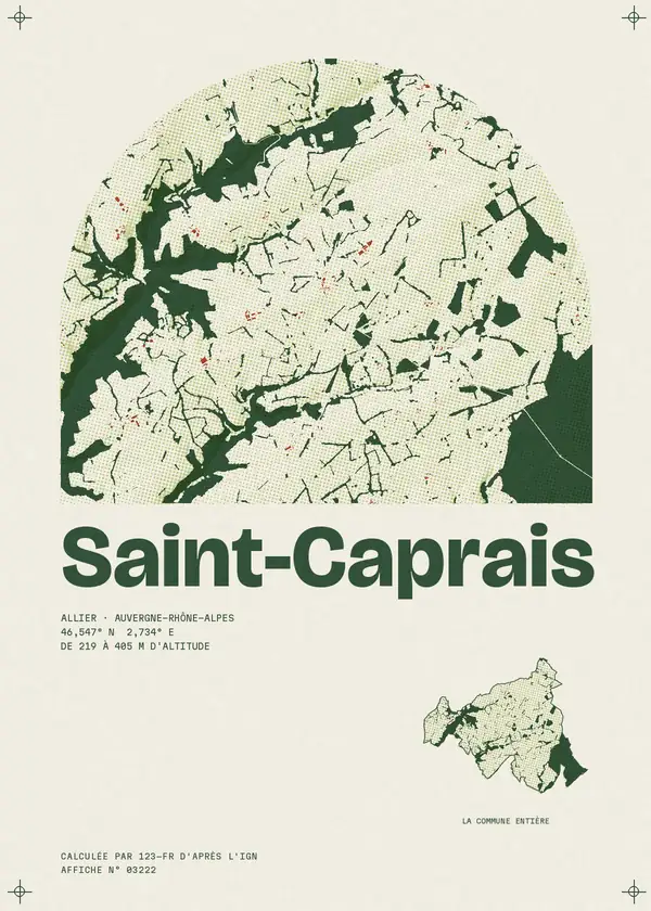 Affiche de Saint-Caprais, calculée par 123-fr d'après l'IGN