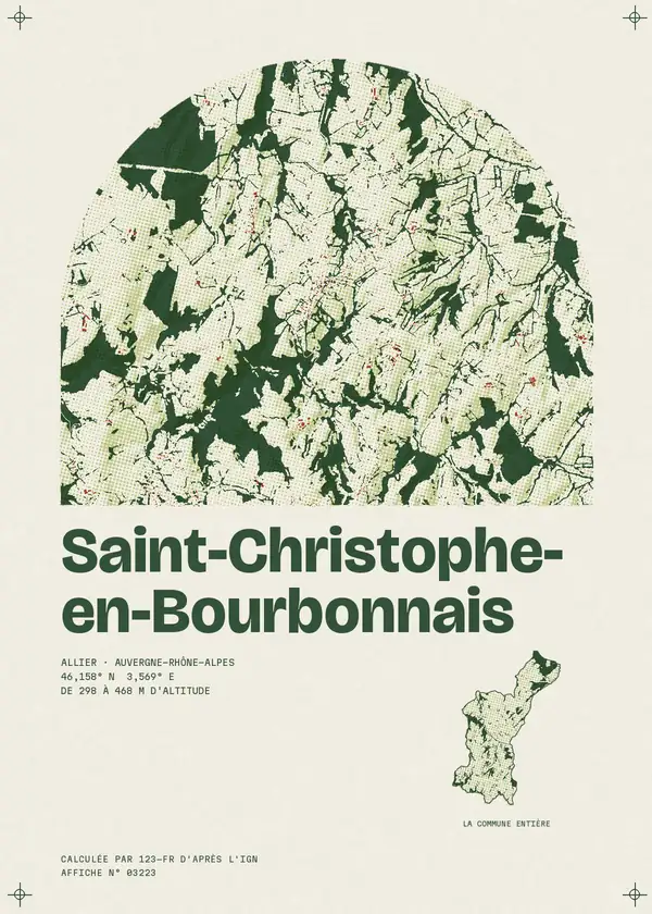 Affiche de Saint-Christophe-en-Bourbonnais, calculée par 123-fr d'après l'IGN