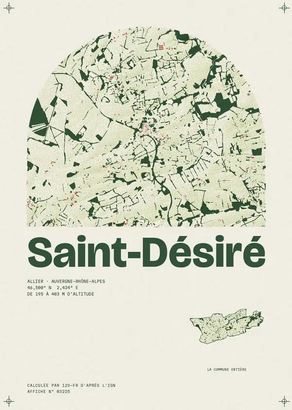 Affiche de Saint-Désiré, calculée par 123-fr d'après l'IGN