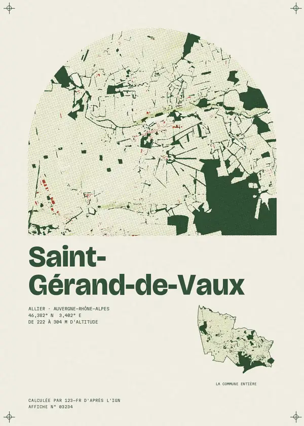 Affiche de Saint-Gérand-de-Vaux, calculée par 123-fr d'après l'IGN