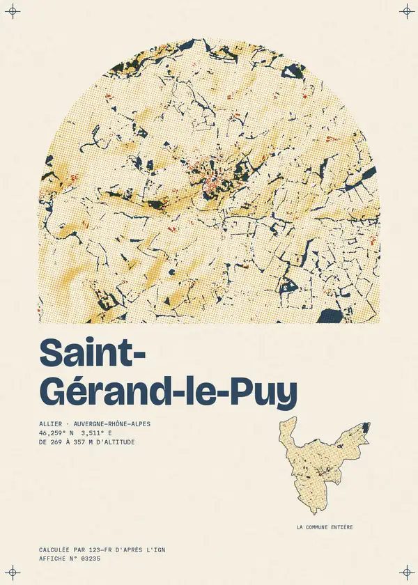 Affiche de Saint-Gérand-le-Puy, calculée par 123-fr d'après l'IGN