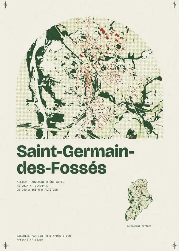 Affiche de Saint-Germain-des-Fossés, calculée par 123-fr d'après l'IGN