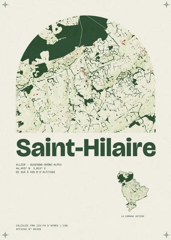 Affiche de Saint-Hilaire, calculée par 123-fr d'après l'IGN