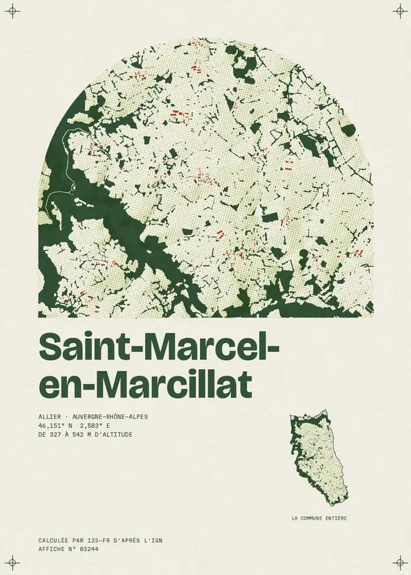 Affiche de Saint-Marcel-en-Marcillat, calculée par 123-fr d'après l'IGN