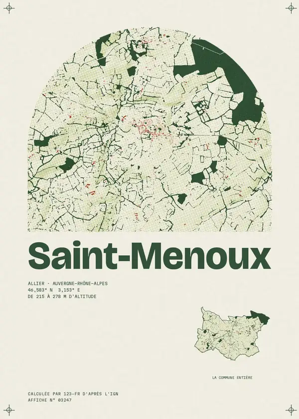 Affiche de Saint-Menoux, calculée par 123-fr d'après l'IGN