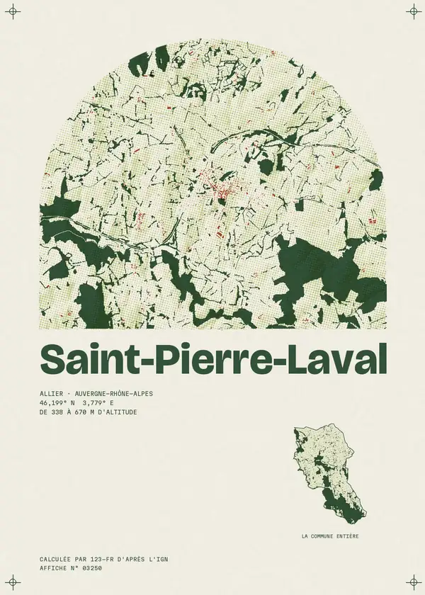 Affiche de Saint-Pierre-Laval, calculée par 123-fr d'après l'IGN