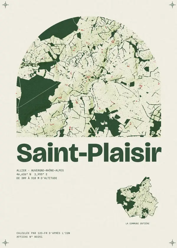 Affiche de Saint-Plaisir, calculée par 123-fr d'après l'IGN