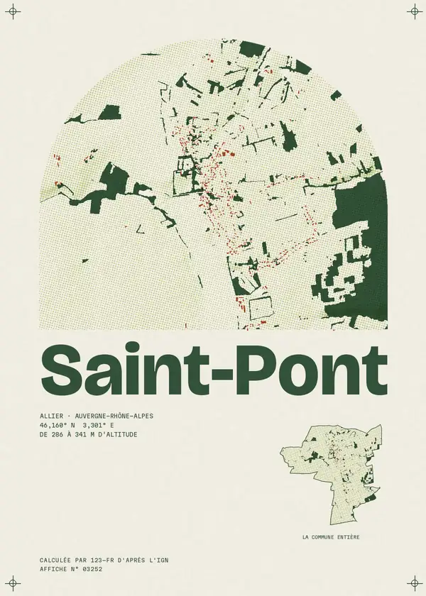 Affiche de Saint-Pont, calculée par 123-fr d'après l'IGN