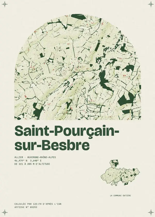 Affiche de Saint-Pourçain-sur-Besbre, calculée par 123-fr d'après l'IGN