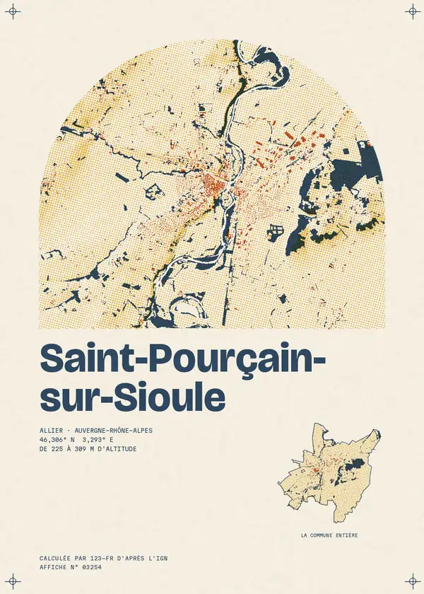 Affiche de Saint-Pourçain-sur-Sioule, calculée par 123-fr d'après l'IGN